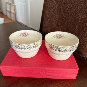 Vintage American Limoges Triumph Rosalie Cranbery Bowls - Set of 2 * READ*